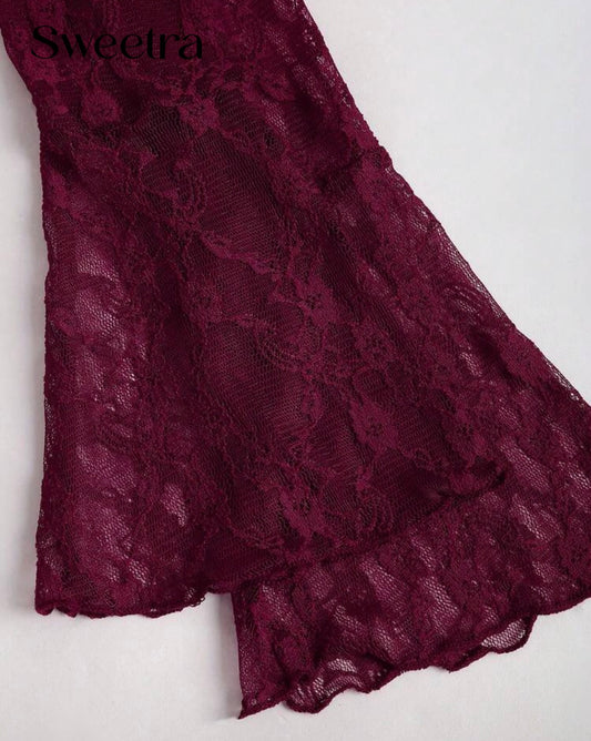 فستان مخملي قصير بأكمام دانتيل – خيارك المثالي للإطلالات الراقية والجذابة