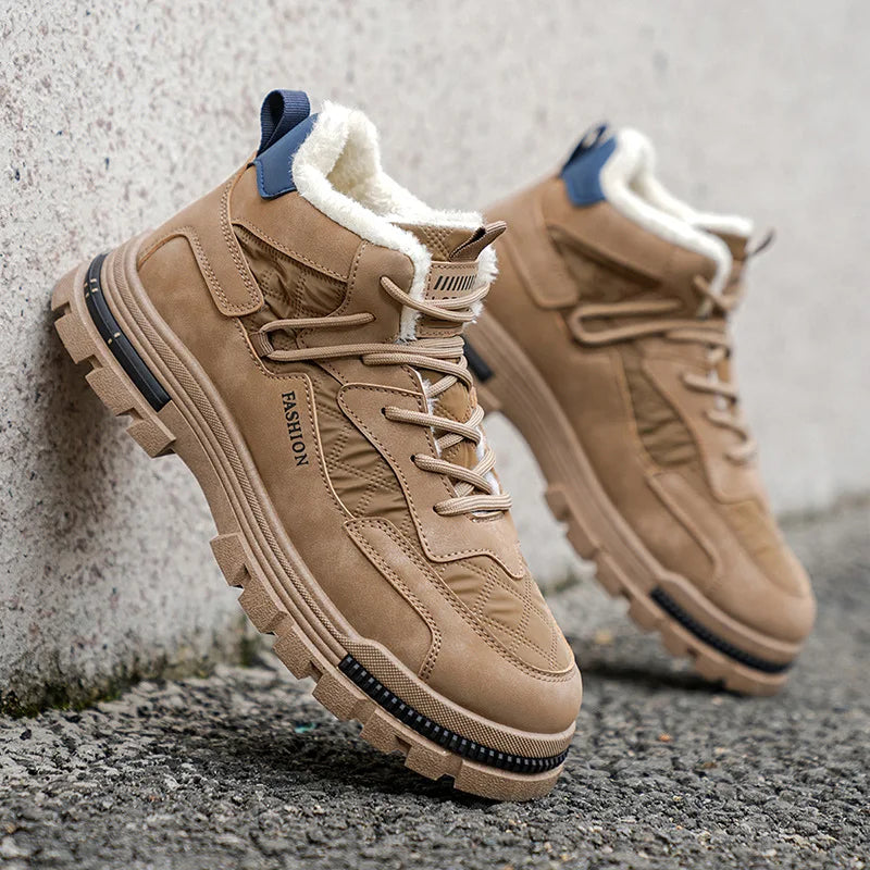 2025 New Winter Men's Platform Boots Outdoor Cold-proof Casual Hiking Boots Fashion Mens Non-slip Thickened Warm Cotton Shoes