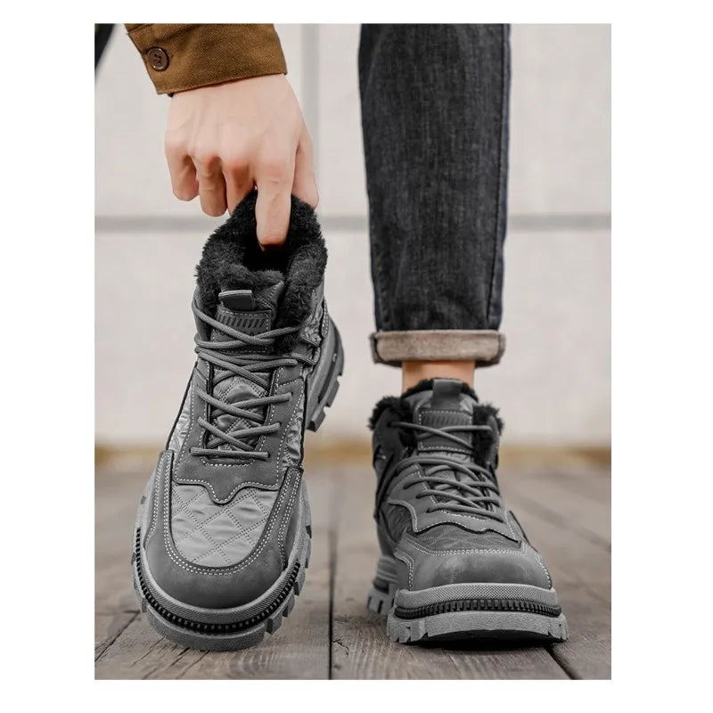 2025 New Winter Men's Platform Boots Outdoor Cold-proof Casual Hiking Boots Fashion Mens Non-slip Thickened Warm Cotton Shoes